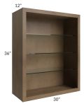 Midtown Mocha Shaker 30x36 Wall Cabinet (No Doors) To Be Used With Glass Doors