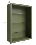 Midtown Hunter Green Shaker 30x42 Wall Cabinet (No Doors) To Be Used With Glass Doors