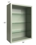 Midtown Pistachio Green Shaker 30x42 Wall Cabinet (No Doors) To Be Used With Glass Doors