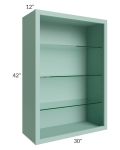 Midtown Sage Green Shaker 30x42 Wall Cabinet (No Doors) To Be Used With Glass Doors
