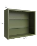 Midtown Hunter Green Shaker 36x30 Wall Cabinet (No Doors) To Be Used With Glass Doors
