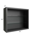 Midtown Black Shaker 36x30 Wall Cabinet (No Doors) To Be Used With Glass Doors