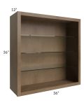 Midtown Mocha Shaker 36x36 Wall Cabinet (No Doors) To Be Used With Glass Doors