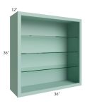 Midtown Sage Green Shaker 36x36 Wall Cabinet (No Doors) To Be Used With Glass Doors
