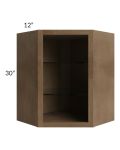 Midtown Mocha Shaker 24x30 Corner Wall Cabinet (No Door) To Be Used With A Glass Door