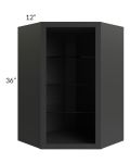 Midtown Black Shaker 24x36 Corner Wall Cabinet (No Door) To Be Used With A Glass Door