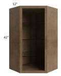 Midtown Mocha Shaker 24x42 Corner Wall Cabinet (No Door) To Be Used With A Glass Door