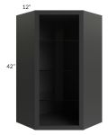 Vienna Black 24x42 Corner Wall Cabinet (No Door) To Be Used With A Glass Door