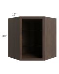 Tuscan Kona Brown 27x30 Corner Wall Cabinet (No Door) To Be Used With A Glass Door