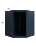 Midtown Blue Shaker 27x30 Corner Wall Cabinet (No Door) To Be Used With A Glass Door