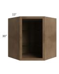 Midtown Mocha Shaker 27x30 Corner Wall Cabinet (No Door) To Be Used With A Glass Door