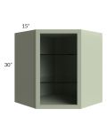 Midtown Pistachio Green Shaker 27x30 Corner Wall Cabinet (No Door) To Be Used With A Glass Door