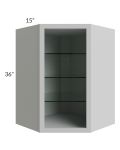 Tuscan Painted Grey 27x36 Corner Wall Cabinet (No Door) To Be Used With A Glass Door