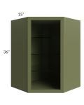 Midtown Hunter Green Shaker 27x36 Corner Wall Cabinet (No Door) To Be Used With A Glass Door