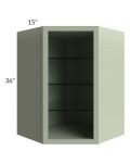Midtown Pistachio Green Shaker 27x36 Corner Wall Cabinet (No Door) To Be Used With A Glass Door