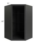 Vienna Black 27x42 Corner Wall Cabinet (No Door) To Be Used With A Glass Door