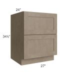 Cobblestone Grey 27" 2-Drawer Base Cabinet