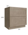 Cobblestone Grey 33" 2-Drawer Base Cabinet