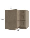 Cobblestone Grey 36" Corner Three Drawer Base Cabinet