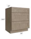 Cobblestone Grey 30" 3-Drawer Base Cabinet