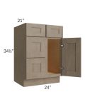 Cobblestone Grey 24" Vanity Sink Base Cabinet (Drawers on Left)