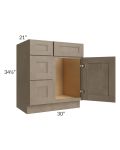 Cobblestone Grey 30" Vanity Sink Base Cabinet (Drawers on Left)