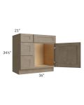 Cobblestone Grey 36" Vanity Sink Base Cabinet (Drawers on Left)