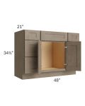 Cobblestone Grey 48" Vanity Sink Base Cabinet with Drawers