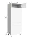 Milan White Matte 30x84 Single Oven Cabinet with 3 Drawers