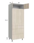 Milan Natural 30x84 Single Oven Cabinet with 3 Drawers