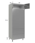 Milan Grey Gloss 30x84 Single Oven Cabinet with 3 Drawers