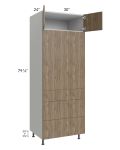 Milan Pecan 30x84 Single Oven Cabinet with 3 Drawers