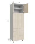 Milan Natural 30x96 Single Oven Cabinet with 3 Drawers