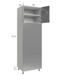 Milan Grey Gloss 30x96 Single Oven Cabinet with 3 Drawers