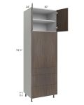 Milan Cafe 30x96 Single Oven Cabinet with 3 Drawers