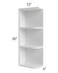 Midtown White Shaker 6x30 Open End Wall Cabinet – Left Opening