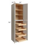 Catalina Mist 24x96x24 Wall Pantry Cabinet with 4 Rollout Trays