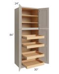 Catalina Mist 30x84x24 Wall Pantry Cabinet with 4 Rollout Trays