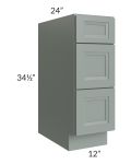 Catalina Meadow Green 12" 3-Drawer Base Cabinet - Low stock through March