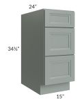 Catalina Meadow Green 15" 3-Drawer Base Cabinet 