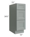 Catalina Meadow Green 12" 3-Drawer Vanity Base Cabinet