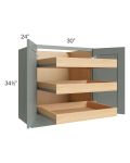 Catalina Meadow Green 30" Full Height Base Cabinet with 3 Rollout Trays