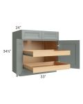 Catalina Meadow Green 33" Base Cabinet with 2 Rollout Trays