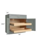 Catalina Meadow Green 36" Base Cabinet with 2 Rollout Trays