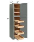 Catalina Meadow Green 18x84x24 Wall Pantry Cabinet with 4 Rollout Trays - Low stock through March