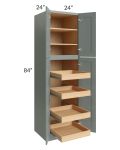 Catalina Meadow Green 24x84x24 Wall Pantry Cabinet with 4 Rollout Trays - Low stock through March