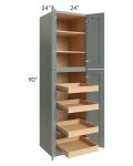 Catalina Meadow Green 24x90x24 Wall Pantry Cabinet with 4 Rollout Trays - Low stock through March