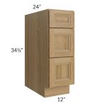 Catalina Toffee 12" 3-Drawer Base Cabinet