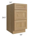 Catalina Toffee 18" 3-Drawer Base Cabinet