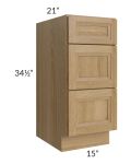 Catalina Toffee 15" 3-Drawer Vanity Base Cabinet